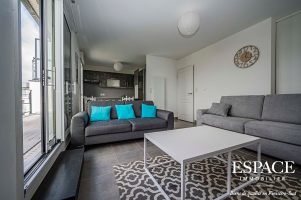 Concarneau appartement vue mer de 49.58 m² avec deux terrasses et parking