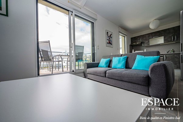 Concarneau appartement vue mer de 49.58 m² avec deux terrasses et parking