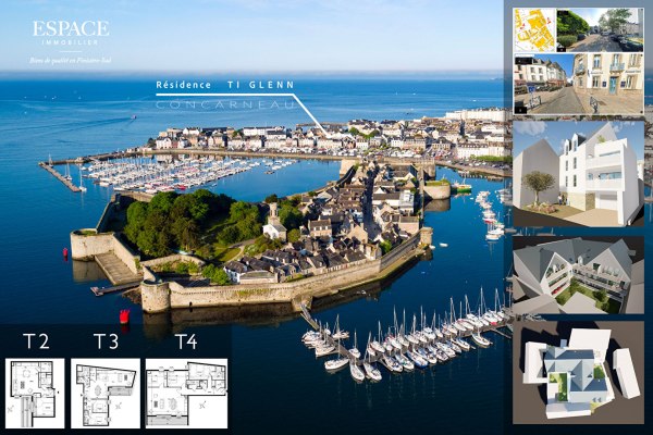 Résidence "TI GLENN" à vendre appartement 2 pièces de 52.53 m² au centre Ville de Concarneau
