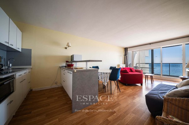À vendre, dans le triangle d'or Concarnois - face à la mer : appartement 2 pièces avec terrasse et parking