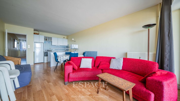 À vendre, dans le triangle d'or Concarnois - face à la mer : appartement 2 pièces avec terrasse et parking